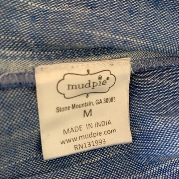 Mudpie Sleeveless Summer Tiered Chambray V Neck Babydoll Dress Sz M - Picture 4 of 9